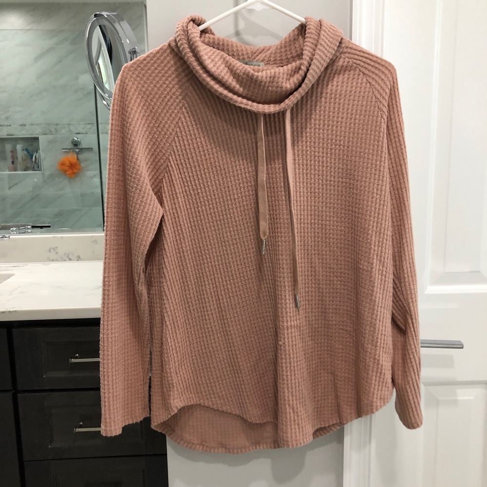 cowl neck dusty pink sweater
